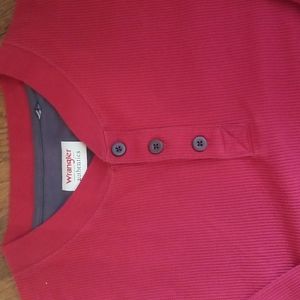 Wrangler authentics Red waffle knit henley pullover *No size tag but fits XXL